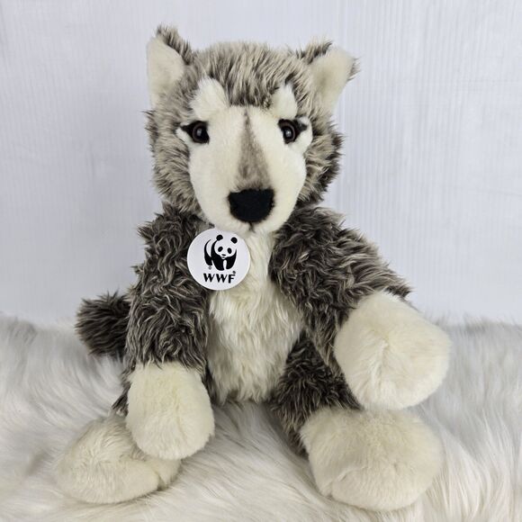 Build-A-Bear Workshop WWF Gray Wolf Plush 12” Retired World Wildlife Fund - Picture 1 of 10